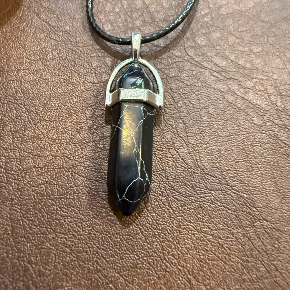 Black Stone Pendant Necklace